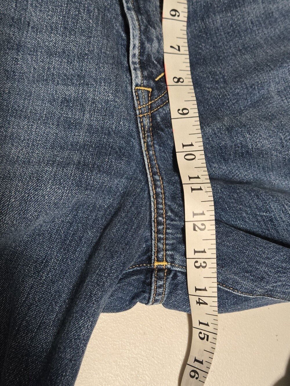 AE77 Premium Wide Crop Blue Women's Button-Fly Cuffed Jeans Size 31 - Picture 12 of 14